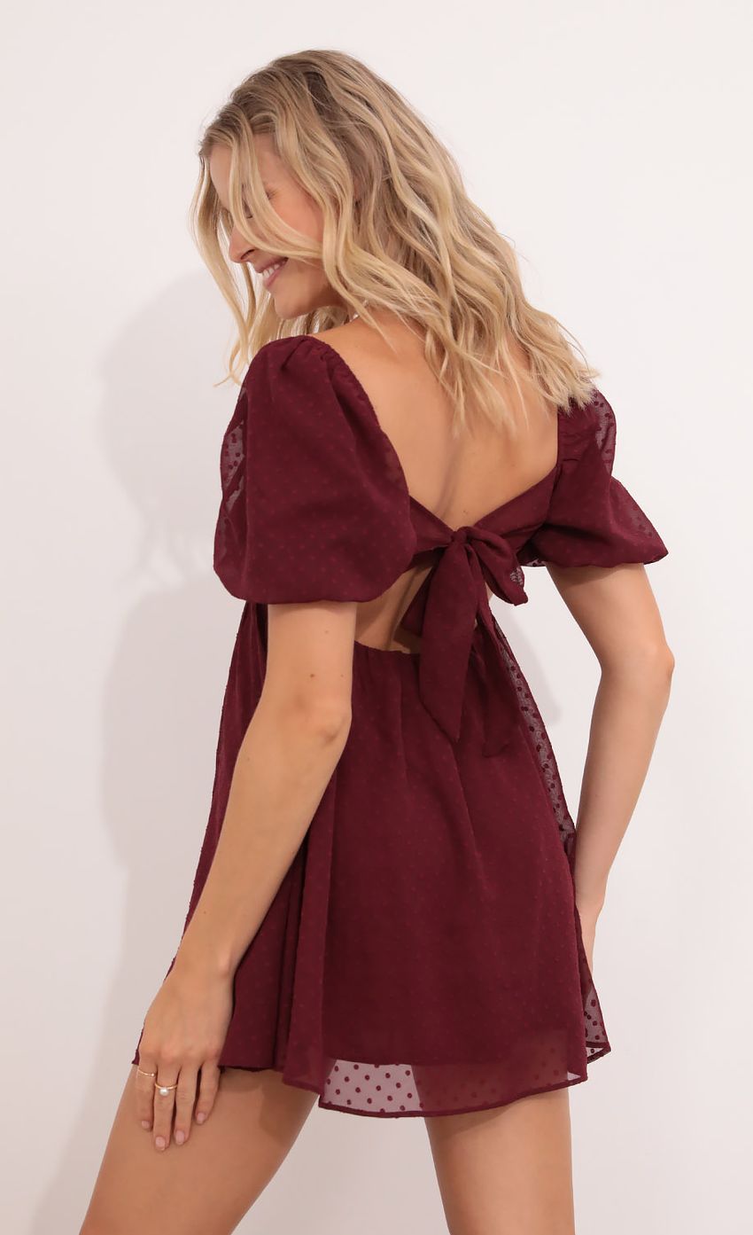 Picture Baby Doll Dress in Burgundy. Source: https://media-img.lucyinthesky.com/data/Aug21_2/850xAUTO/1V9A0998.JPG