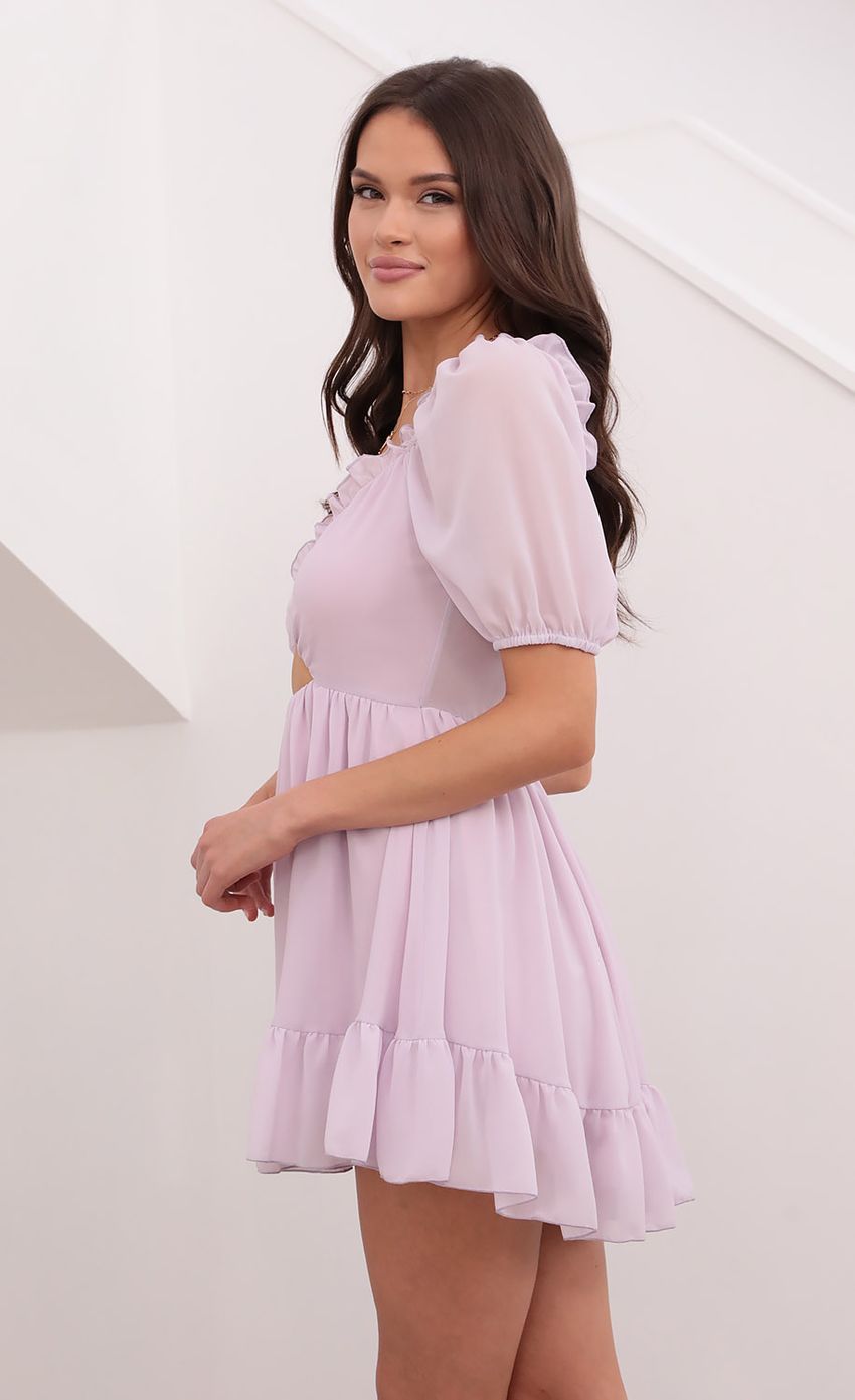Picture Samantha Keyhole Cutout Dress in Lilac. Source: https://media-img.lucyinthesky.com/data/Aug21_2/850xAUTO/1V9A1503.JPG