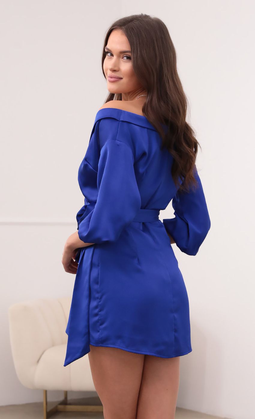 Picture Off Shoulder Wrap Dress in Royal Blue. Source: https://media-img.lucyinthesky.com/data/Aug21_2/850xAUTO/1V9A2644.JPG