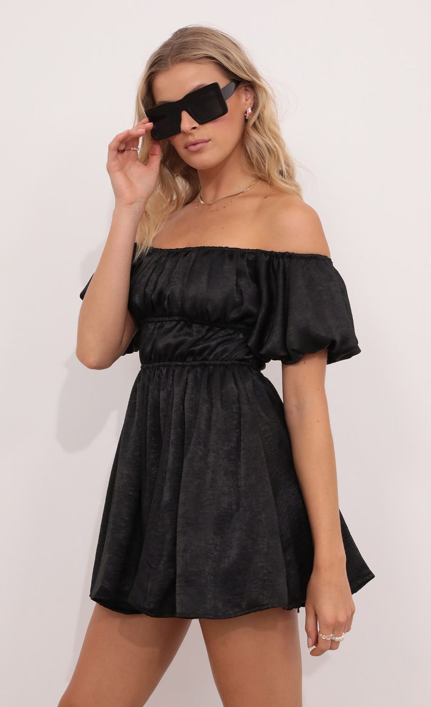 Picture Off The Shoulder Dress in Black. Source: https://media-img.lucyinthesky.com/data/Aug21_2/850xAUTO/1V9A2834.JPG