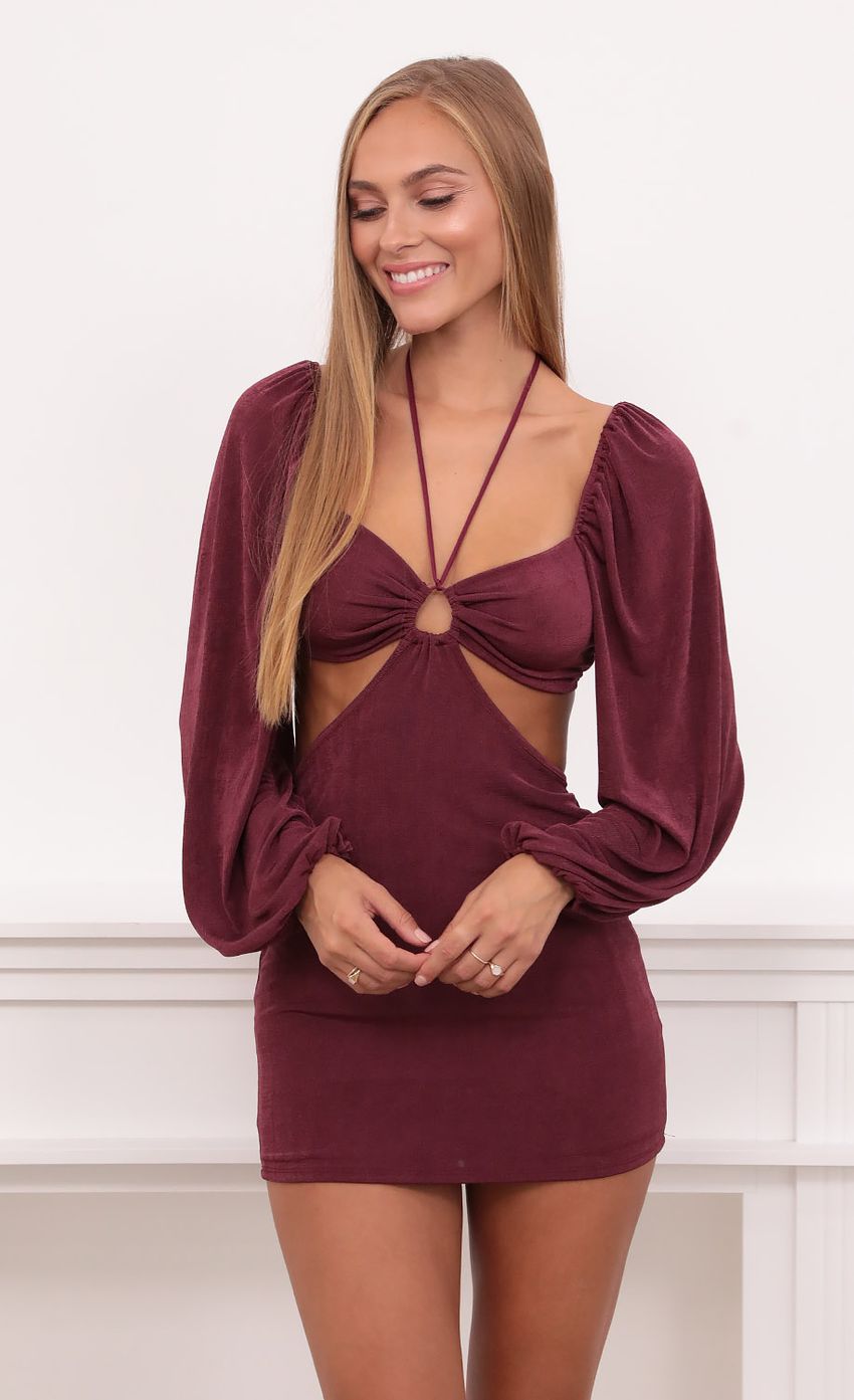 Picture Cutout Dress in Burgundy. Source: https://media-img.lucyinthesky.com/data/Aug21_2/850xAUTO/1V9A8635.JPG