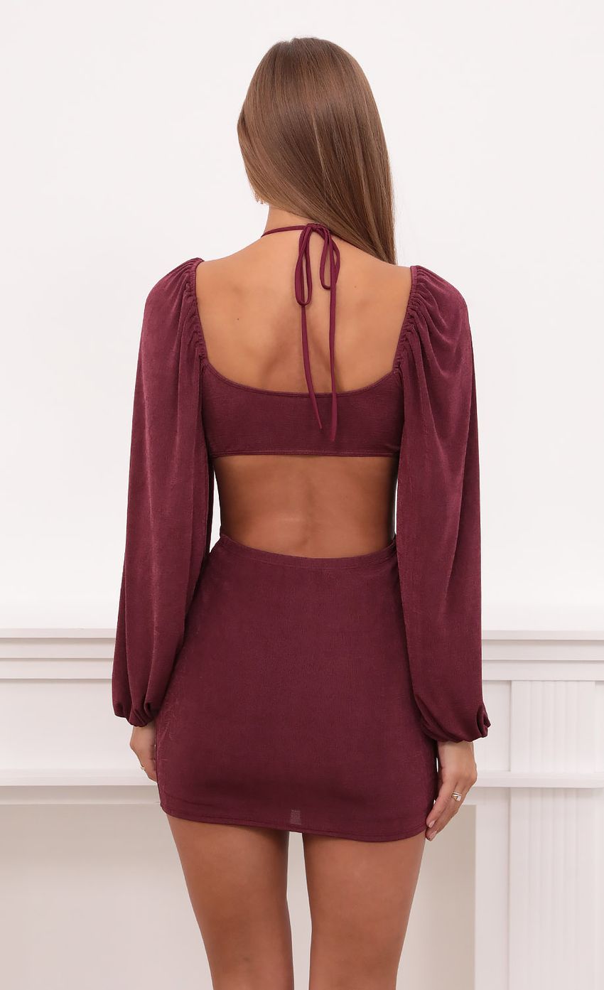 Picture Cutout Dress in Burgundy. Source: https://media-img.lucyinthesky.com/data/Aug21_2/850xAUTO/1V9A8686.JPG