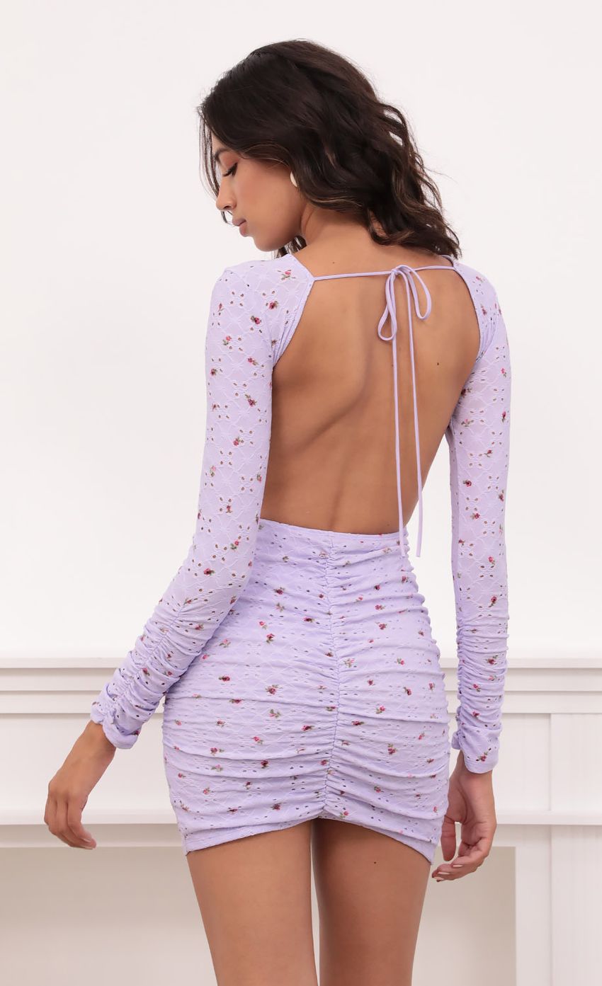 Picture Josie Open Back Floral Dress in Lavender. Source: https://media-img.lucyinthesky.com/data/Aug21_2/850xAUTO/1V9A9636.JPG