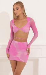 Picture Mesh Two Piece Skirt Set in Pink. Source: https://media-img.lucyinthesky.com/data/Aug22/150xAUTO/096671d5-aaac-47b5-870f-b90f7a358760.jpg