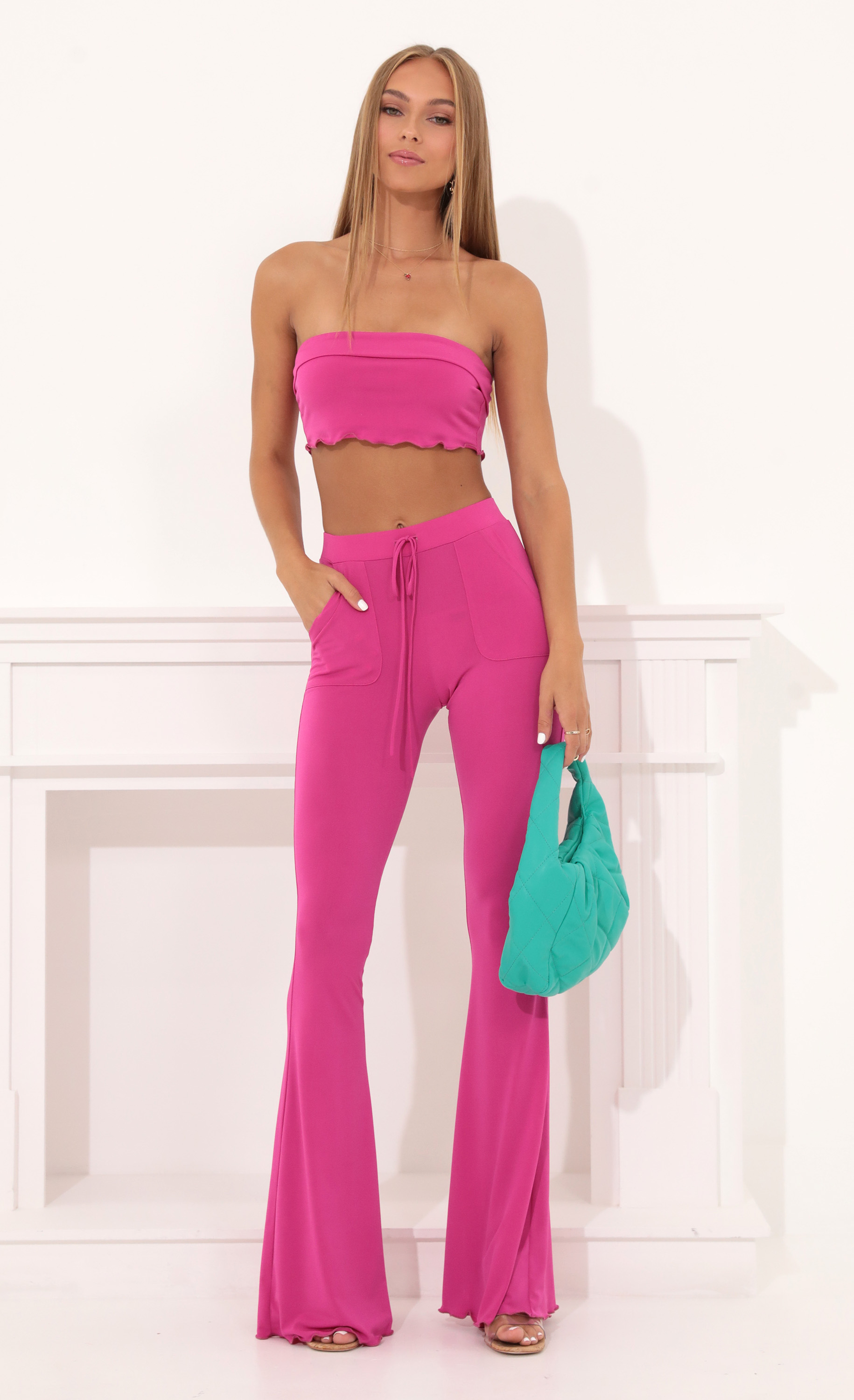 Two Piece Pant Set in Pink