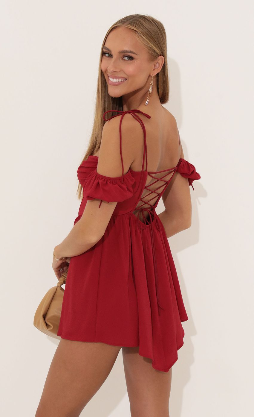 Picture Crepe Corset Dress in Red. Source: https://media-img.lucyinthesky.com/data/Aug22/850xAUTO/2a632ec5-e19b-4a0a-ad96-4d48f6204211.jpg