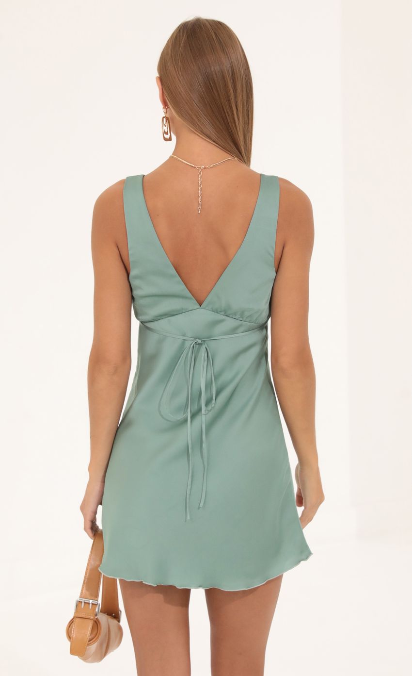 Picture Crepe Satin A-Line Dress in Green. Source: https://media-img.lucyinthesky.com/data/Aug22/850xAUTO/5fb38f63-a8f1-48de-b38c-ba4f1a6a44d2.jpg