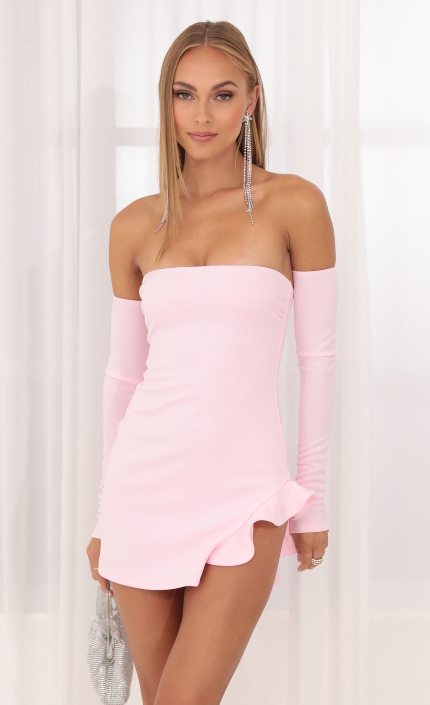 Picture Scuba Ruffle Dress in Pink. Source: https://media-img.lucyinthesky.com/data/Aug22/850xAUTO/a49334bc-c460-44a7-a743-a04cc10ffdc1.jpg
