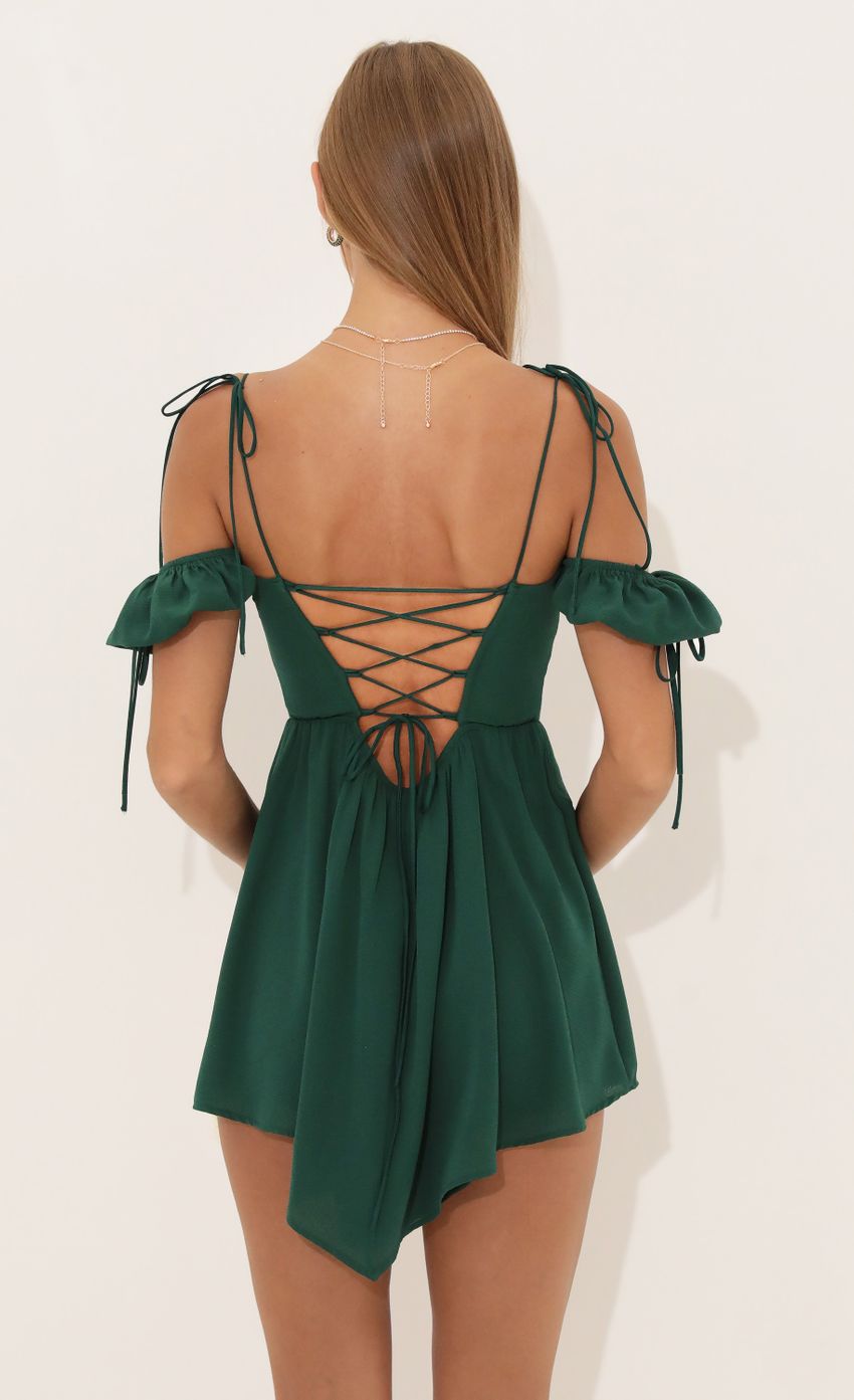 Picture Crepe Corset Dress in Green. Source: https://media-img.lucyinthesky.com/data/Aug22/850xAUTO/c200bcb7-5421-4d53-9a9f-2d72eea6fe8c.jpg