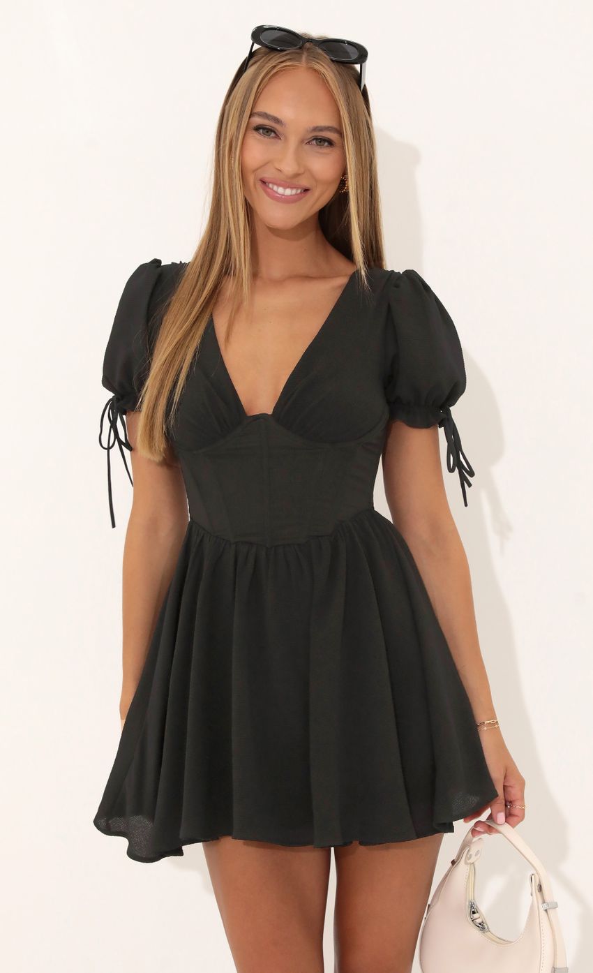 Picture Crepe Corset Dress in Black. Source: https://media-img.lucyinthesky.com/data/Aug22/850xAUTO/d74eb379-909e-4c6f-9f47-ce3cec054dab.jpg