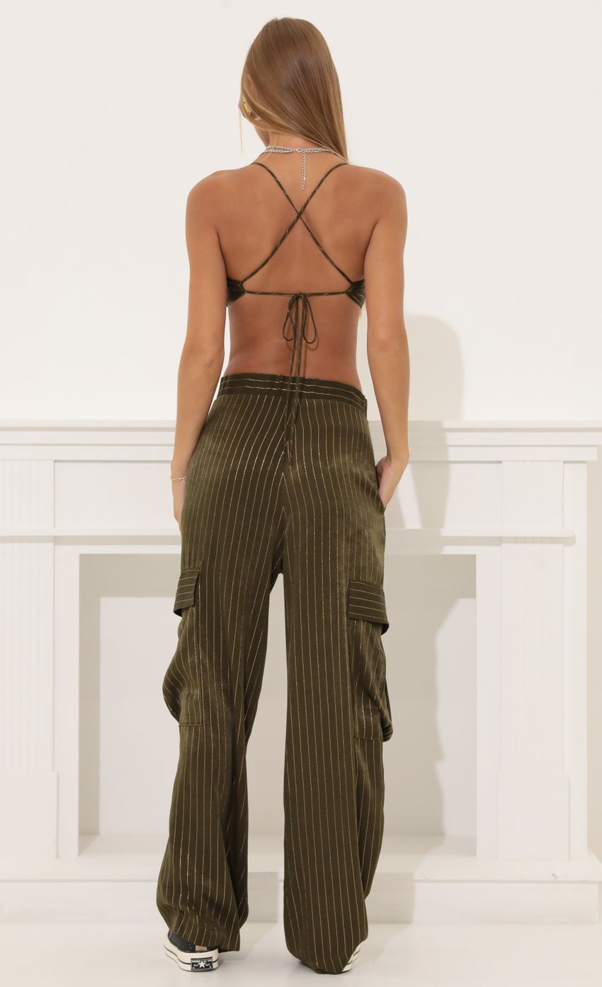 Picture Satin Striped Two Piece Set in Olive Green. Source: https://media-img.lucyinthesky.com/data/Aug22/850xAUTO/e3aed411-6c39-470b-95d7-6bdb226fb187.jpg