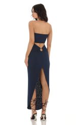 Picture Slinky Strapless Dress in Navy. Source: https://media-img.lucyinthesky.com/data/Aug23/150xAUTO/6844e179-deb8-476d-881a-37508c688565.jpg