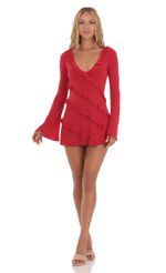 Picture Tethys Ruffle Long Sleeve Dress in Red. Source: https://media-img.lucyinthesky.com/data/Aug23/150xAUTO/889c0144-eaff-49df-9e4b-bce3c343a6f5.jpg