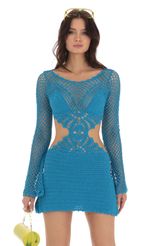 Cutout Crochet Dress in Blue | LUCY IN THE SKY
