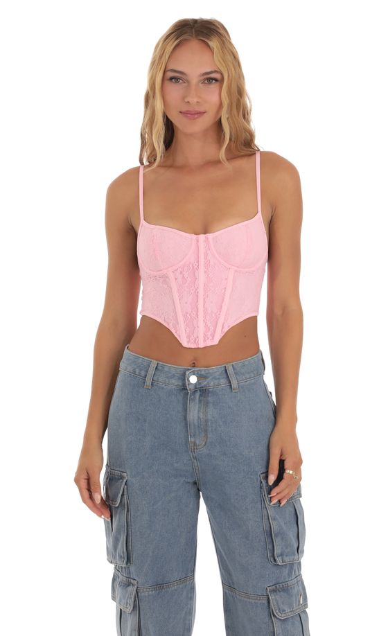 Lace Corset Top in Pink