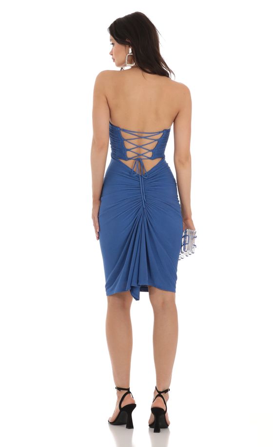 Corset Strapless Dress in Blue