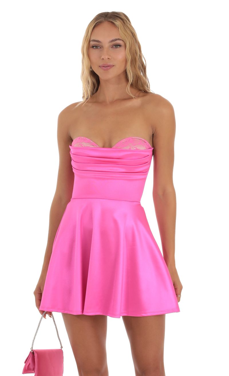 green emerald velvet dress Women Fit and Flare Pink Dress – TANDUL main image 1