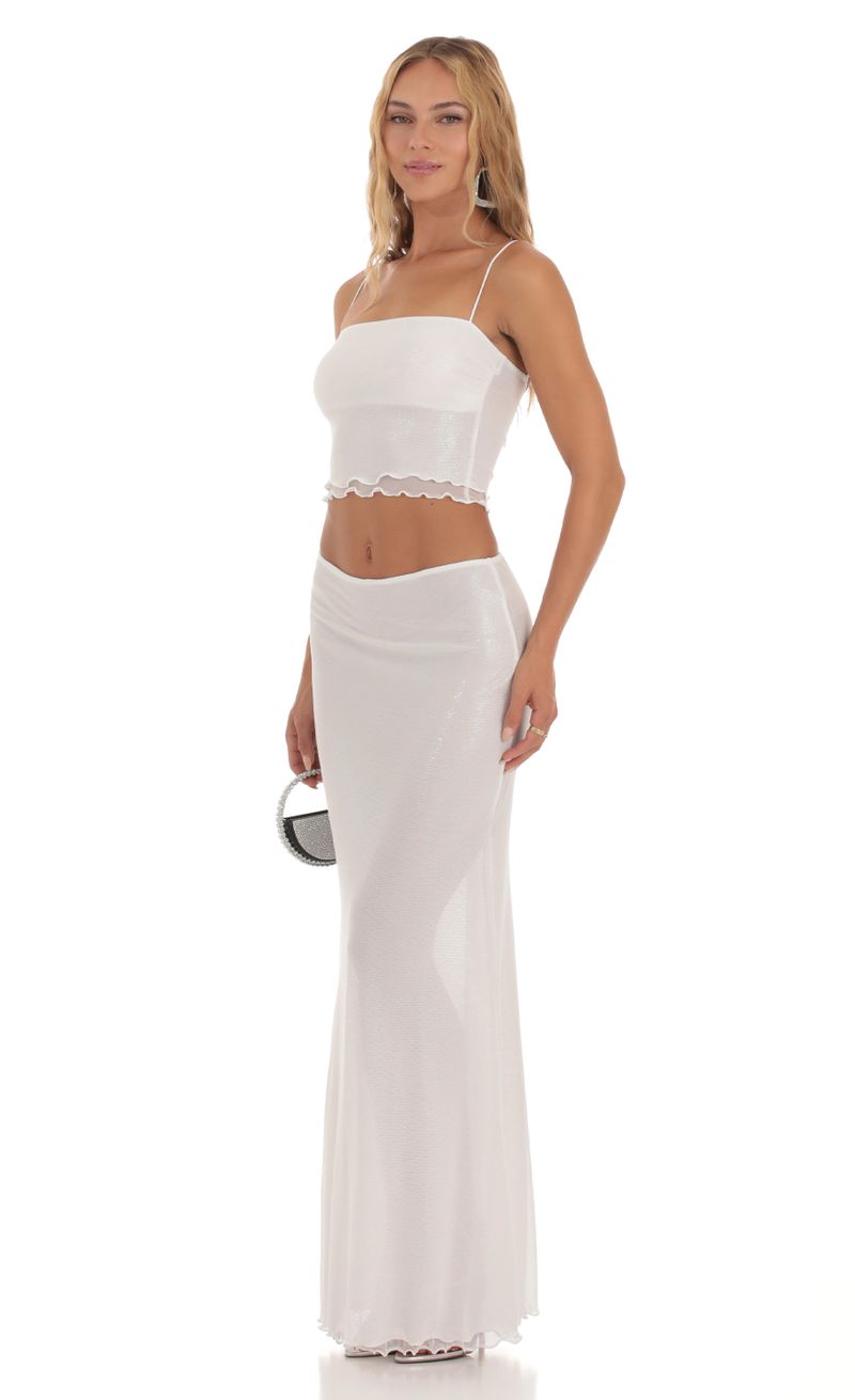 Clio Foiled Mesh Two Piece Set in White