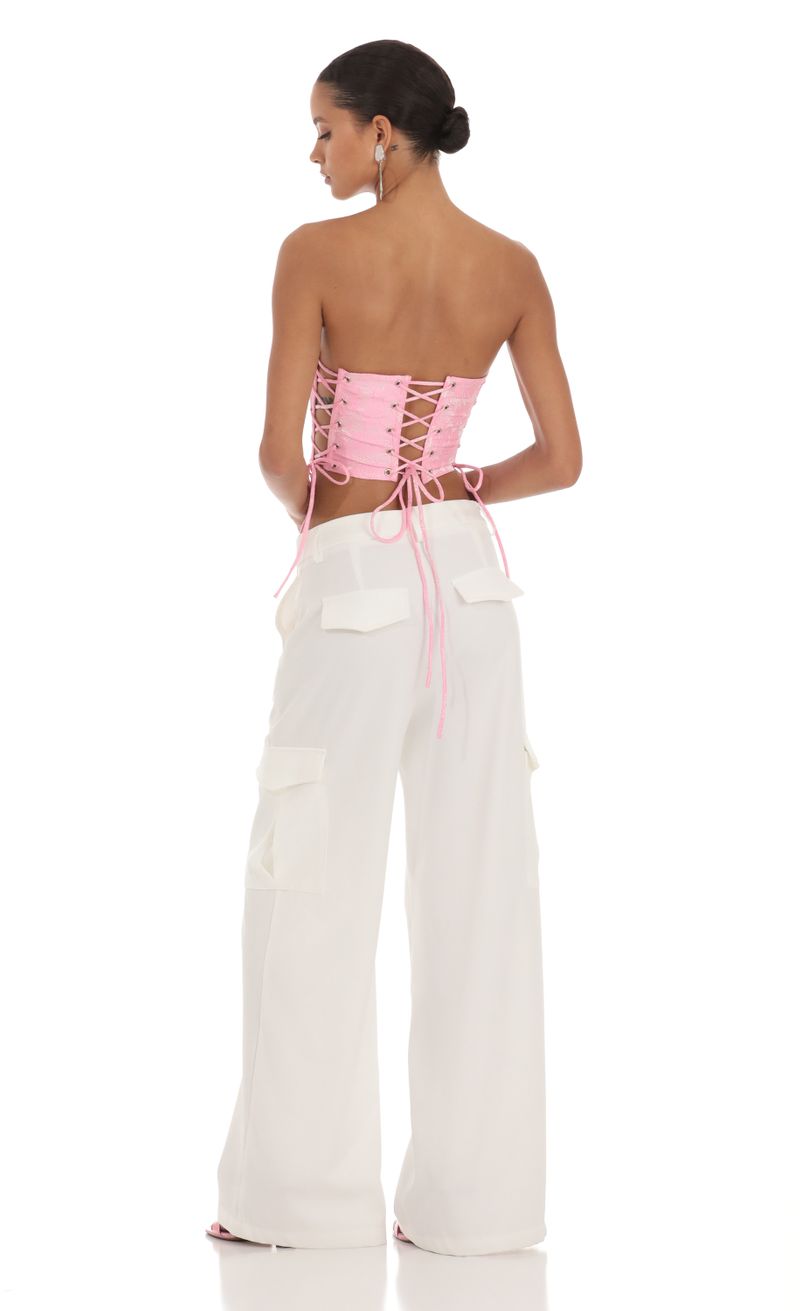 Demetra Embroidered Corset Top in Pink