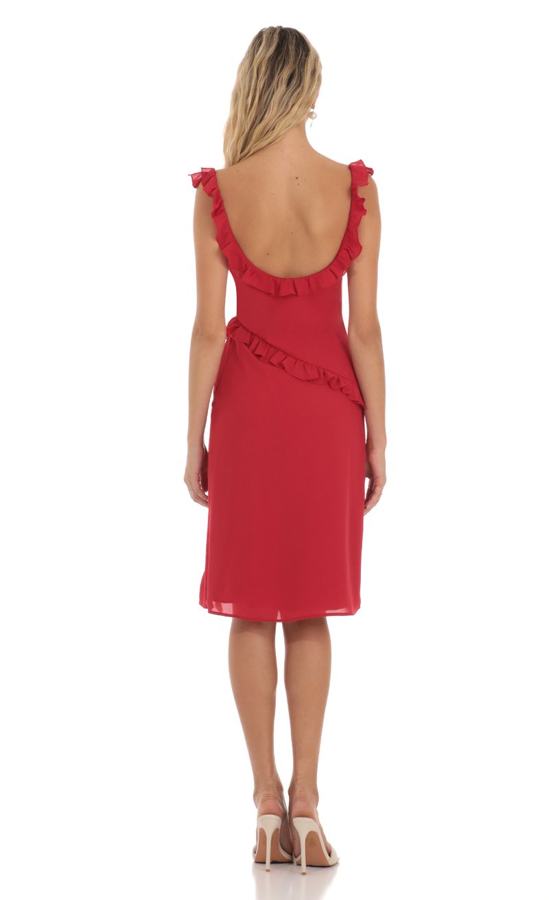 Anika Red Ruffled Strapless Bodycon Dress