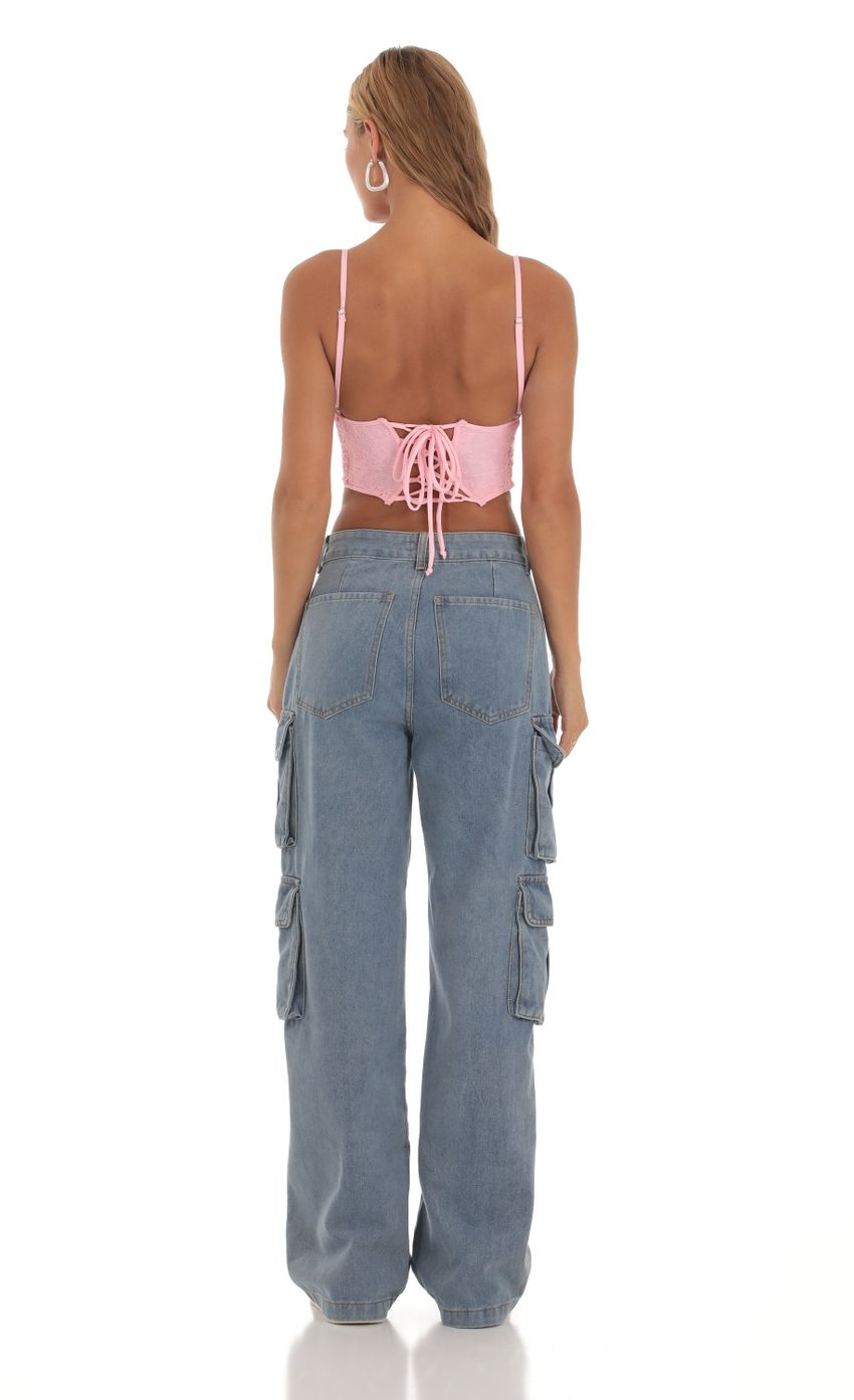 Picture Lace Corset Top in Pink. Source: https://media-img.lucyinthesky.com/data/Aug23/850xAUTO/0064c4a0-8c77-4b17-b48a-4414fc0f7820.jpg