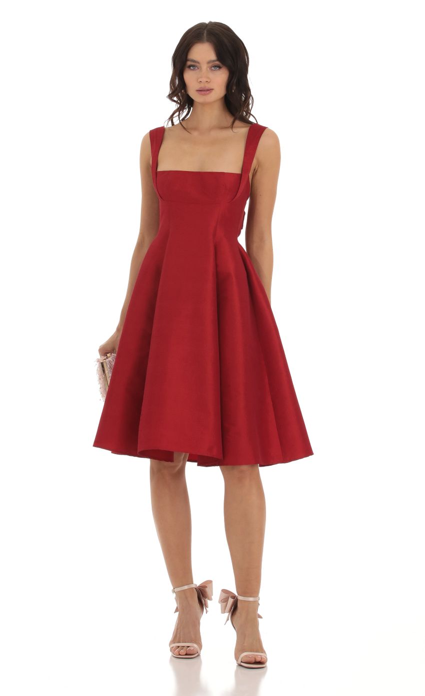 Picture Flare Midi Dress in Red. Source: https://media-img.lucyinthesky.com/data/Aug23/850xAUTO/1dedf2cb-ba4e-4c25-8ef9-bee2007fdcdb.jpg