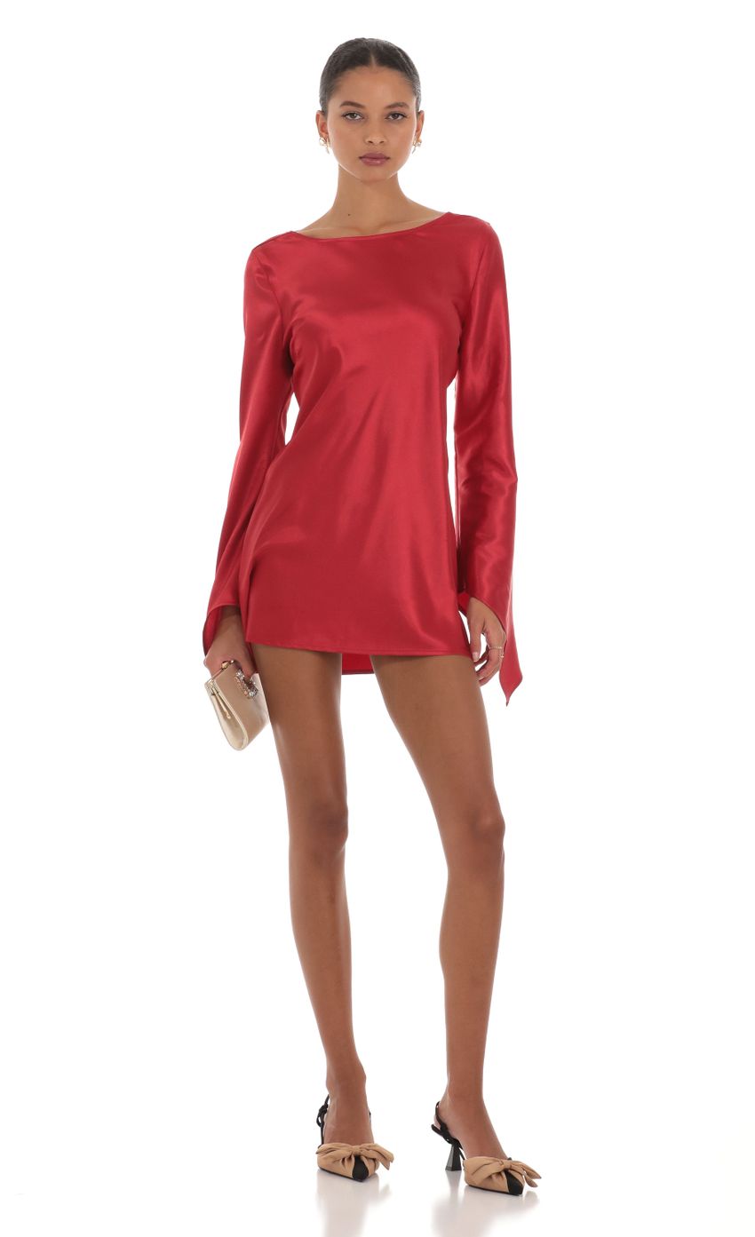 Picture Satin Long Sleeve Dress in Red. Source: https://media-img.lucyinthesky.com/data/Aug23/850xAUTO/2a24691b-5a53-4a3f-88c7-757f727ddb45.jpg