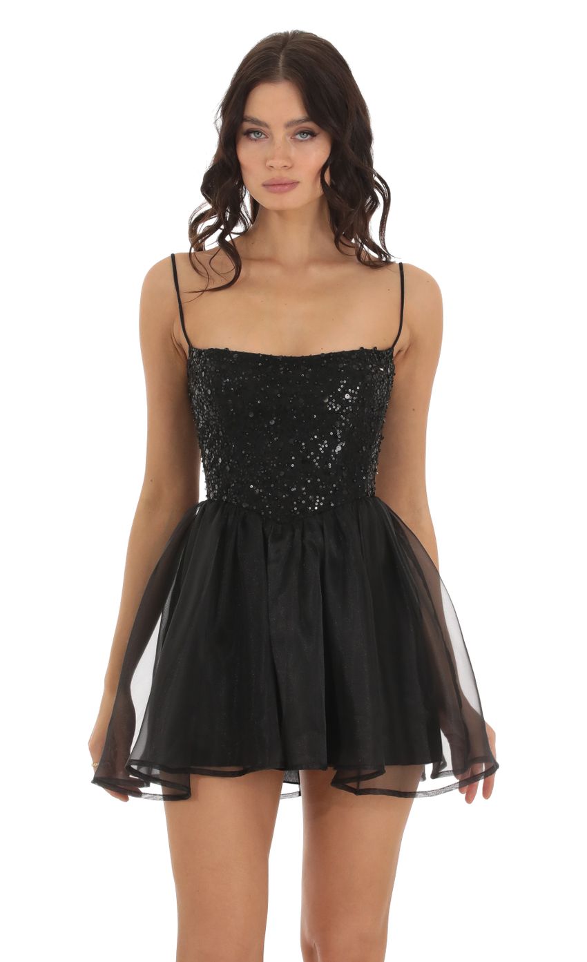 Fortuna Sequin Corset Dress in Black | LUCY IN THE SKY
