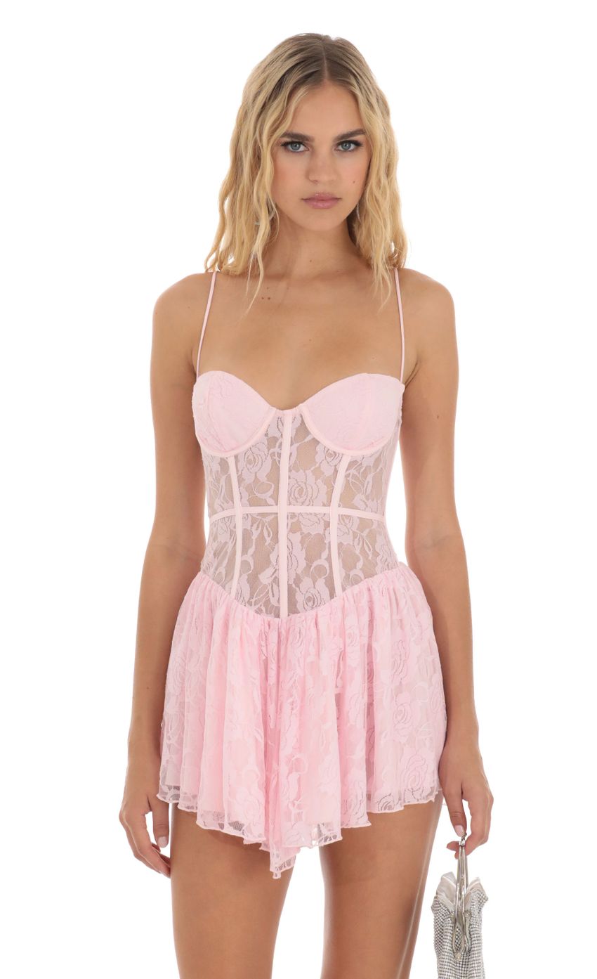 Product image for Timea Lace Corset Dress in Pink