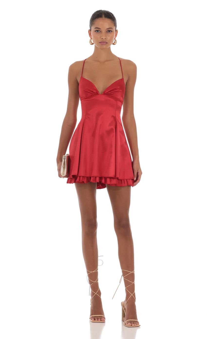 Picture Satin Flare Dress in Red. Source: https://media-img.lucyinthesky.com/data/Aug23/850xAUTO/92ce05fe-3e35-4dd9-93ea-98fa8415fa4e.jpg