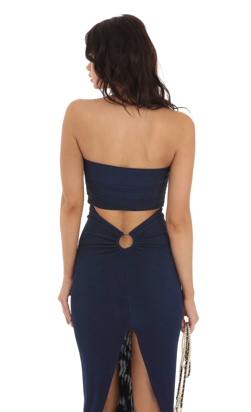 Picture Slinky Strapless Dress in Navy. Source: https://media-img.lucyinthesky.com/data/Aug23/850xAUTO/aa054c78-29f8-4501-a58d-90c4740e5be7.jpg