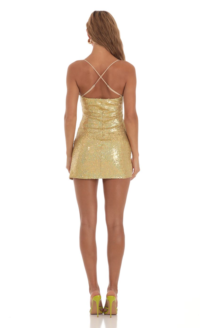 Picture Sequin Side Slit Dress in Gold. Source: https://media-img.lucyinthesky.com/data/Aug23/850xAUTO/bc9df757-8cff-456a-a289-410d8464d986.jpg