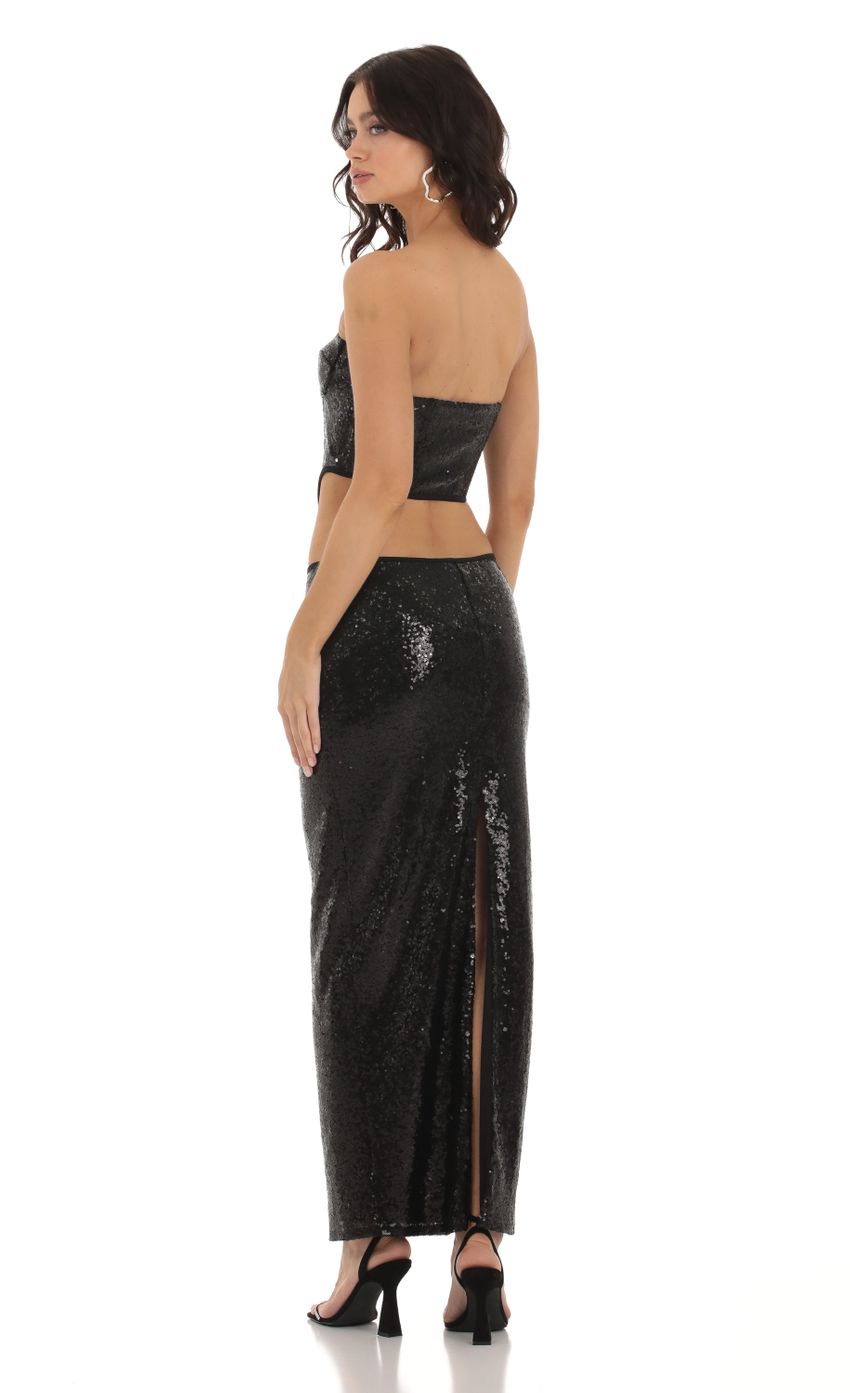 Picture Nilakanta Sequin Corset Two Piece Set in Black. Source: https://media-img.lucyinthesky.com/data/Aug23/850xAUTO/cdada0b4-272e-4d0f-a88a-f1eb08d941e1.jpg