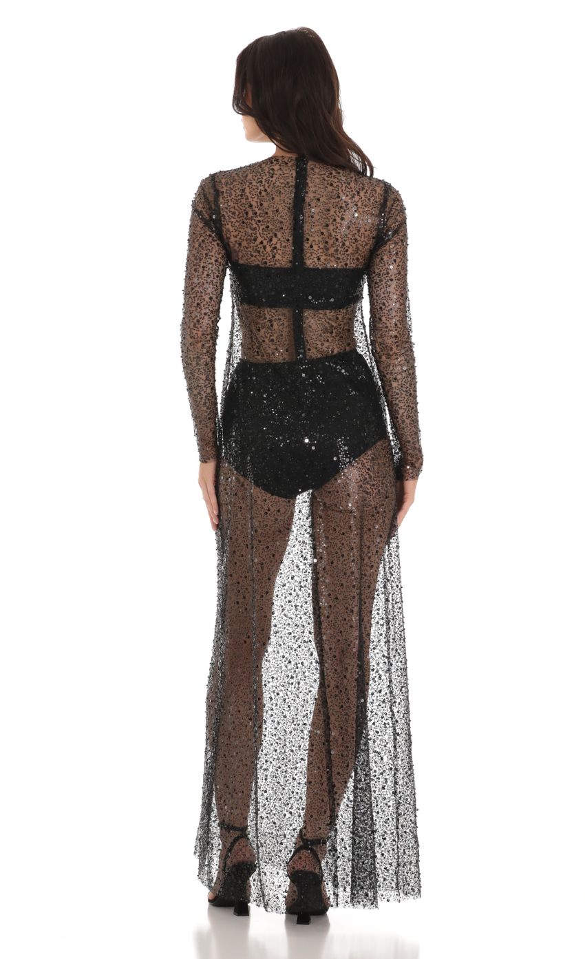 Picture Sequin Mesh Dress in Black. Source: https://media-img.lucyinthesky.com/data/Aug23/850xAUTO/dba1ca44-30ec-4039-a175-50263864e3fd.jpg