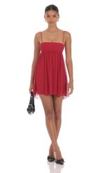 Picture Chiffon Babydoll Dress in Slate Crimson Red. Source: https://media-img.lucyinthesky.com/data/Aug24/150xAUTO/063831e6-4001-4c91-ba0f-7fb5231b5285.jpg