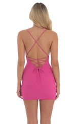 Picture Lace Back Halter Bodycon Dress in Pink. Source: https://media-img.lucyinthesky.com/data/Aug24/150xAUTO/2307b128-f3f0-4de0-acb2-751e4f5e0d0e.jpg