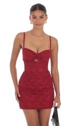 Picture Lace Cutout Bodycon Dress in Maroon. Source: https://media-img.lucyinthesky.com/data/Aug24/150xAUTO/2c6ebaf9-c314-446f-b381-ee13fee403f5.jpg