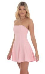 Picture Heart Trim Strapless A-line Dress in Pink. Source: https://media-img.lucyinthesky.com/data/Aug24/150xAUTO/345e8c10-3bb0-4fa1-ba6f-318ffcea3f59.jpg