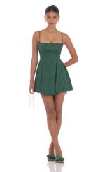 Picture Jacquard Fit and Flare Dress in Green. Source: https://media-img.lucyinthesky.com/data/Aug24/150xAUTO/3fba6947-e998-4304-9015-7026e73a4408.jpg