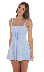 Picture Jacquard Ribbon Dress in Blue. Source: https://media-img.lucyinthesky.com/data/Aug24/150xAUTO/400fd351-d158-4712-a9c9-9914fcd2d993.jpg