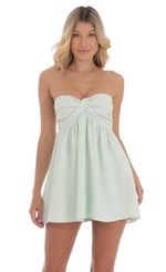 Picture Jacquard Babydoll Dress in Seafoam Green. Source: https://media-img.lucyinthesky.com/data/Aug24/150xAUTO/4daed81c-6caa-404b-9fc4-111e97bb20a6.jpg