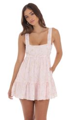 Picture Foiled Floral Babydoll Dress in Pink. Source: https://media-img.lucyinthesky.com/data/Aug24/150xAUTO/5f554bc6-8007-4bc8-ba44-42a39521b6e3.jpg