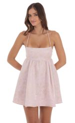 Picture Shimmer Jacquard Baby Doll Dress in Pink. Source: https://media-img.lucyinthesky.com/data/Aug24/150xAUTO/9544d444-d967-4b01-84b4-e44d26c8bea4.jpg