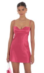 Picture Satin Sweetheart Neck Dress in Pink. Source: https://media-img.lucyinthesky.com/data/Aug24/150xAUTO/b7c53222-09d7-491c-bdef-4fa9b12154d0.jpg