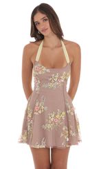 Picture Sequin Floral Mesh Halter Open Back Dress in Mauve. Source: https://media-img.lucyinthesky.com/data/Aug24/150xAUTO/bedc4163-b300-46f9-a5ef-45daf5a3ecb2.jpg