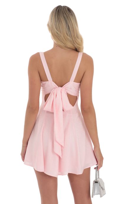 Floral Jacquard A-Line Dress in Pink | LUCY IN THE SKY