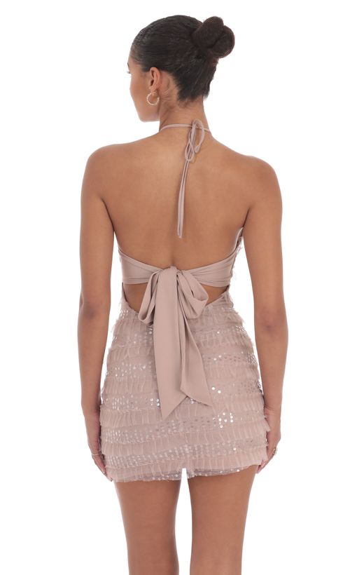 light blue bodycon homecoming dress Afterparty Glow Sequin Ruffle Mini Dress