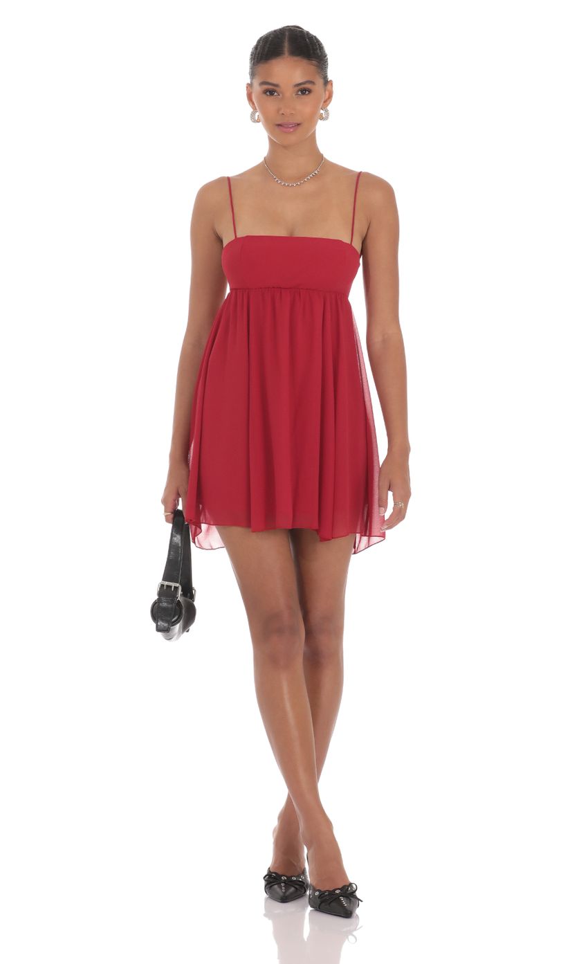 Picture Chiffon Babydoll Dress in Slate Crimson Red. Source: https://media-img.lucyinthesky.com/data/Aug24/850xAUTO/063831e6-4001-4c91-ba0f-7fb5231b5285.jpg