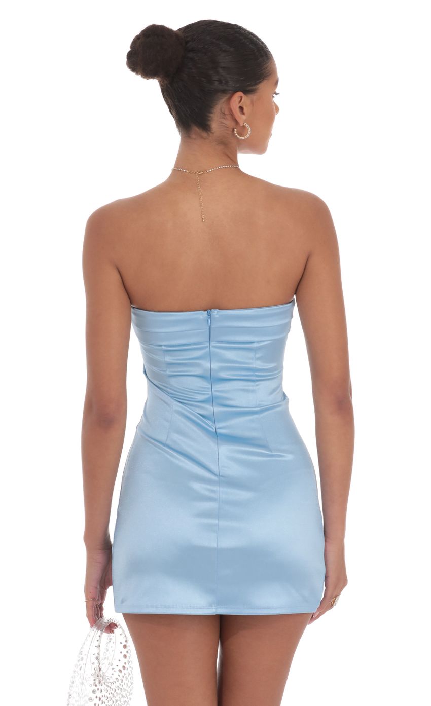 Picture Satin Strapless Bodycon Dress in Blue. Source: https://media-img.lucyinthesky.com/data/Aug24/850xAUTO/07827e20-f780-41b5-afe8-27176a8deb82.jpg