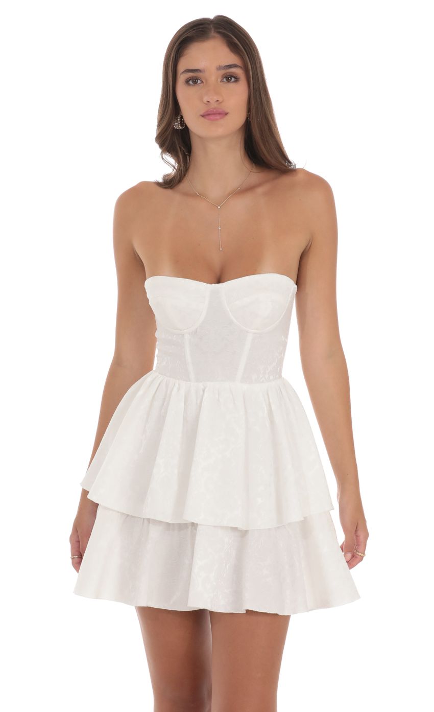 Picture Jacquard Corset Mini Dress in White. Source: https://media-img.lucyinthesky.com/data/Aug24/850xAUTO/20a501cc-d72c-494f-926e-1d10c0020815.jpg